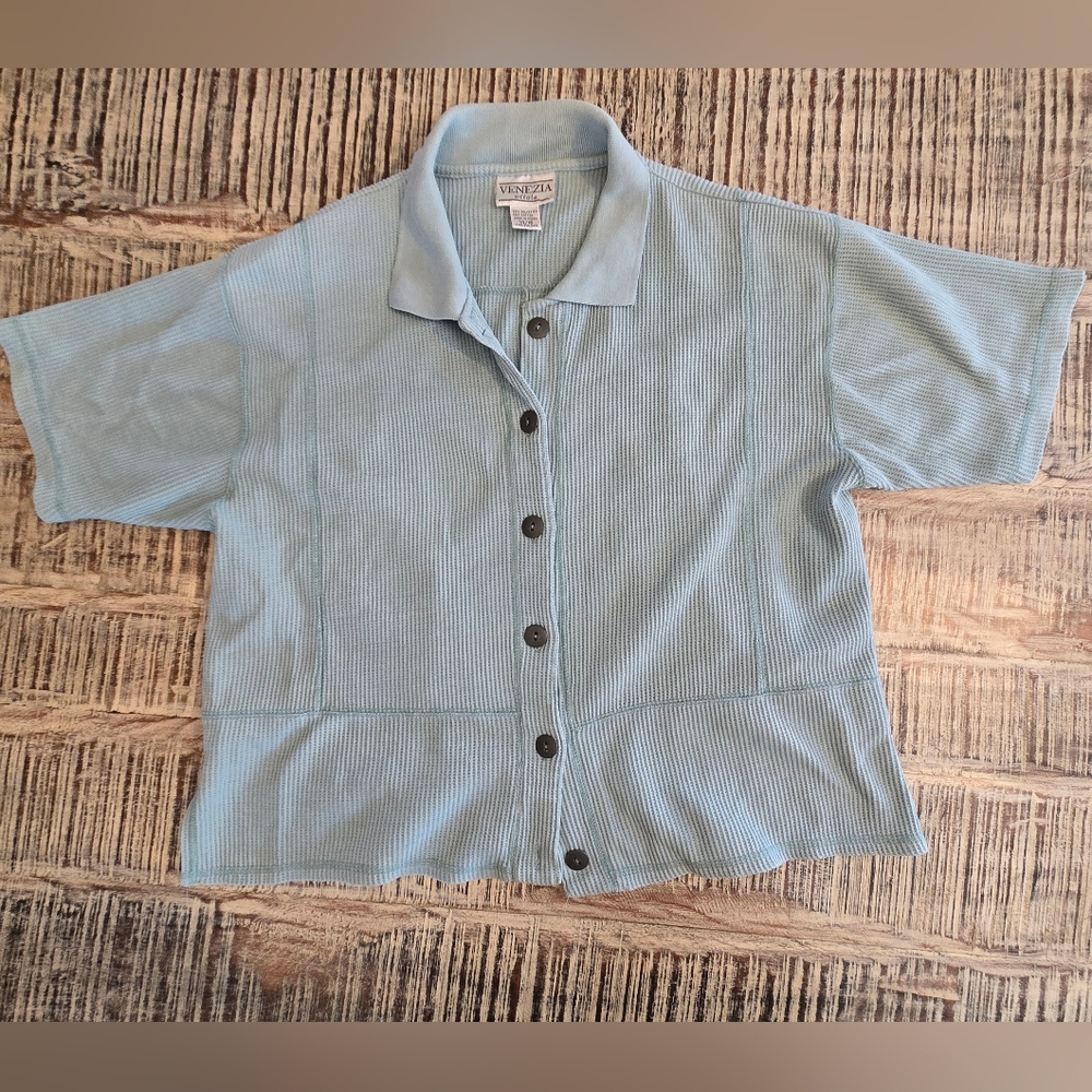 Venezia Vitale Textured Light Blue Polo